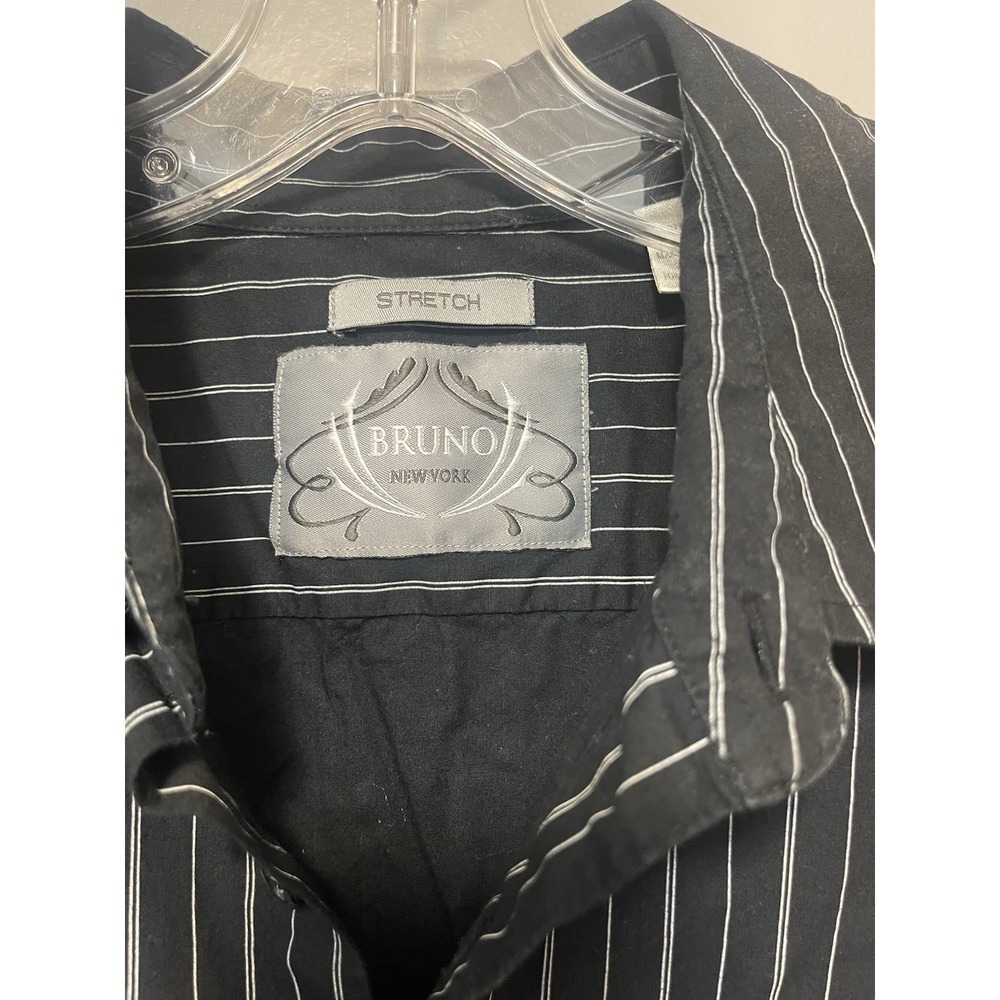 Bruno New York Stretch Dress Shirt Long Sleeve Black/White Pinstripe Men's Large - Picture 3 of 3